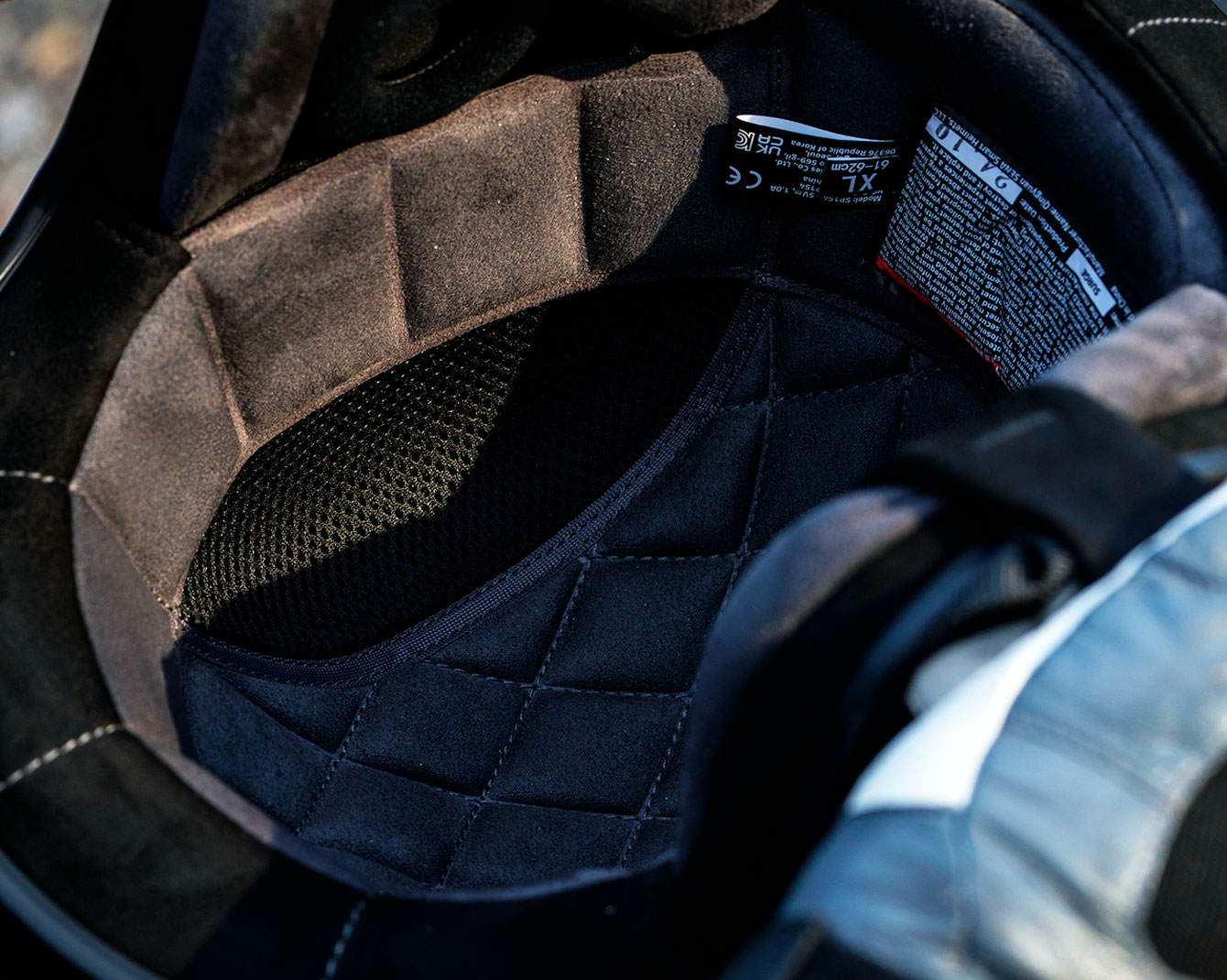 Interior padding and liner of the Sena Surge open-face helmet