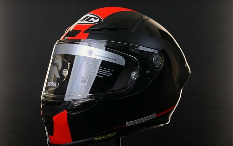 HJC RPHA 1N Senin helmet in red and black, side view