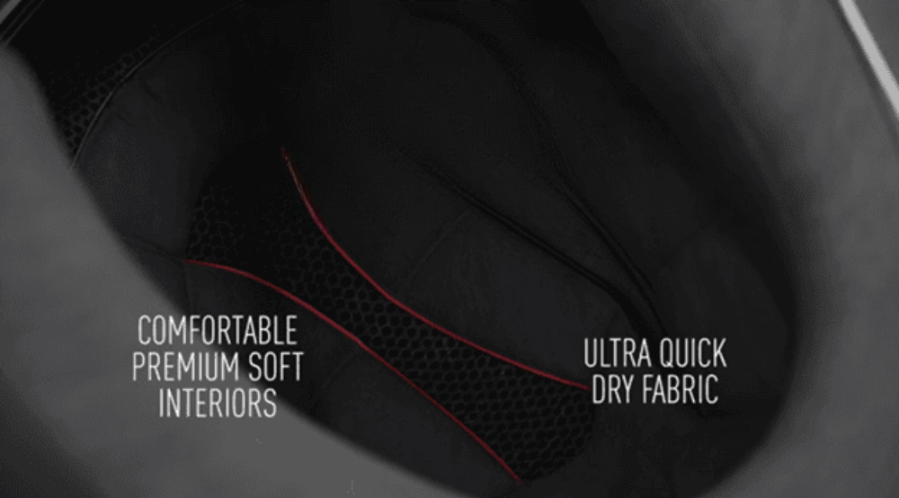 Interior view of helmet padding with quick-dry fabric and soft liner