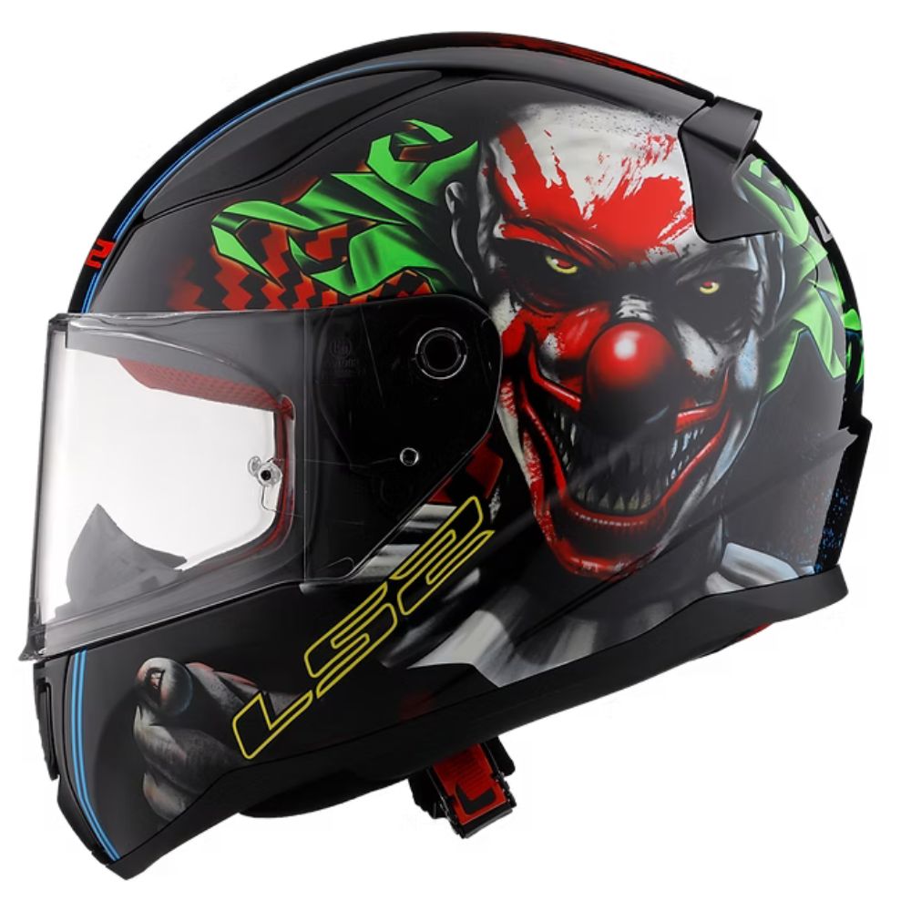 LS2 Rapid full-face helmet with glow-in-the-dark evil clown graphic