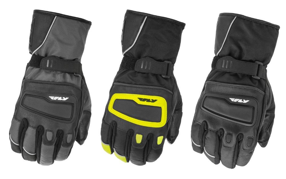 FLY Xplore cold-weather motorcycle gloves in three color variants