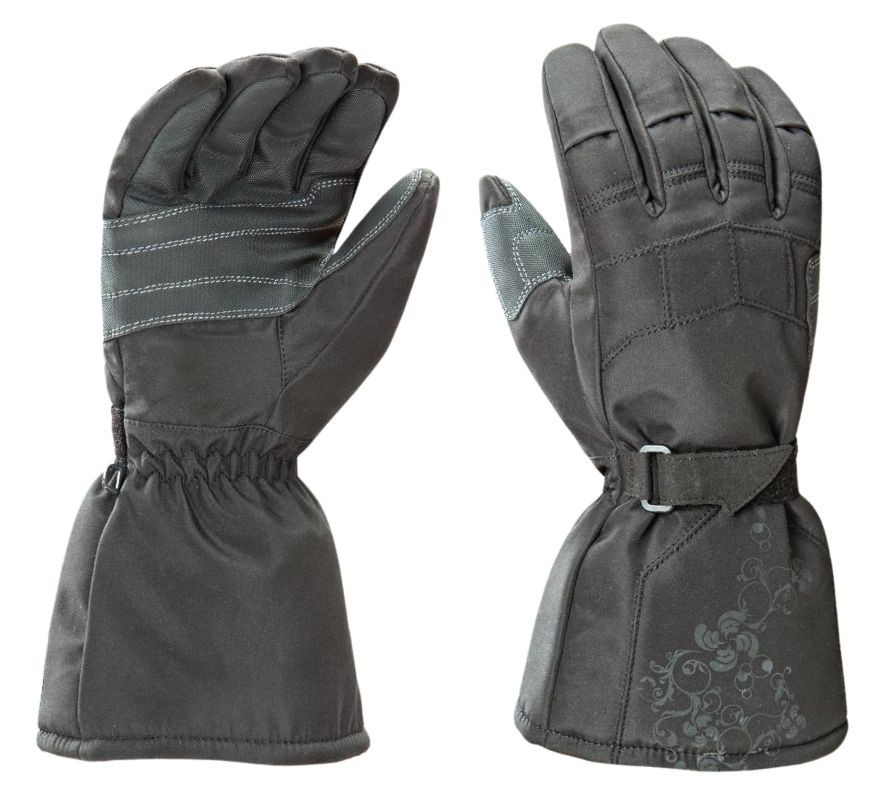 Joe Rocket Women's Sub Zero Gloves, black winter motorcycle gloves with floral detail