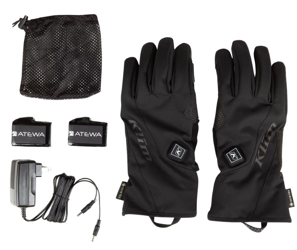 Klim Inversion GTX HTD Gloves with 12V heating system, waterproof Gore-Tex, and durable design for cold weather riding.