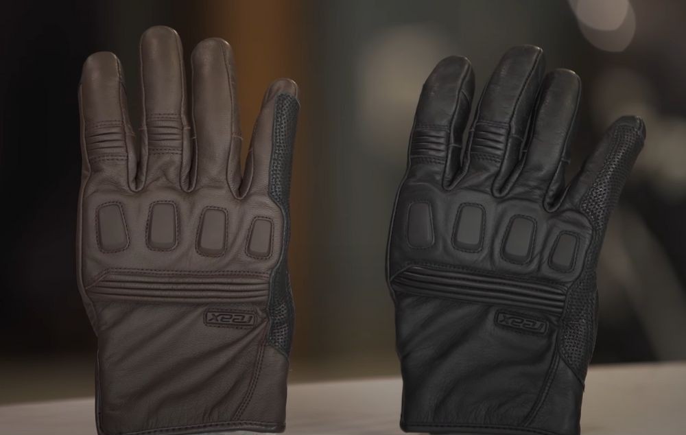Side-by-side view of REAX Tasker Gloves in brown and black, showcasing mixed-material leather construction for comparison.