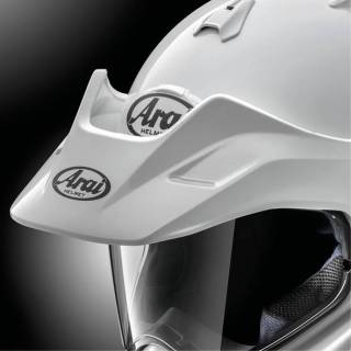 Close-up of the Arai Tour-X5 peak visor showing its removable design