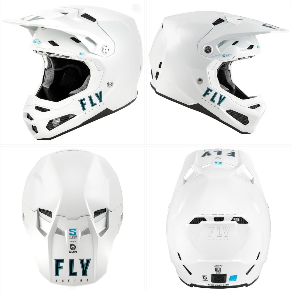 Fly Racing Formula S white street helmet shown from multiple angles