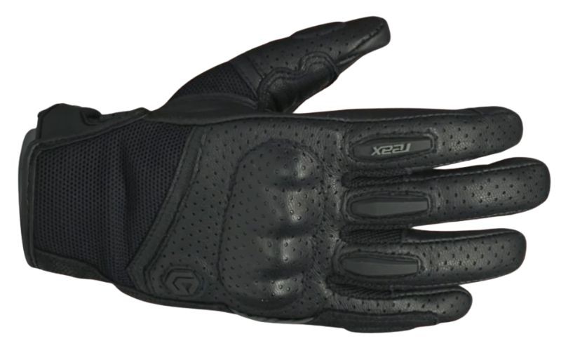 Side view of REAX Women's Superfly 2 Mesh Glove in black, showing perforated leather and hard-shell knuckle protection.