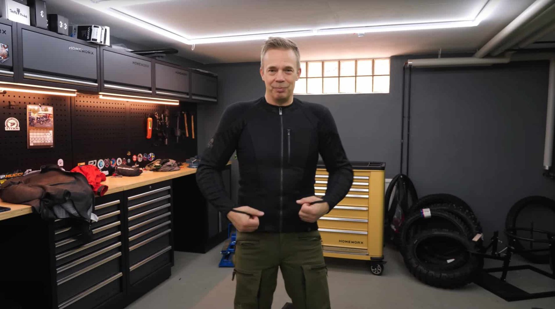 Rider wearing Knox Urban Pro MK3 showing fitted, structured armored design