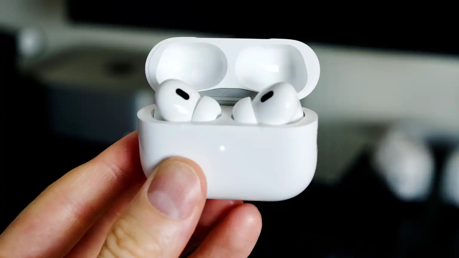 Close-up of Apple AirPods Pro (2nd Gen) in charging case