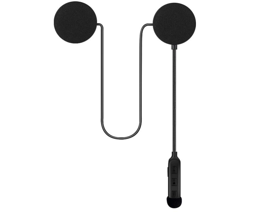 Slim-profile JZAQ Bluetooth helmet speakers with attached boom mic and inline control.