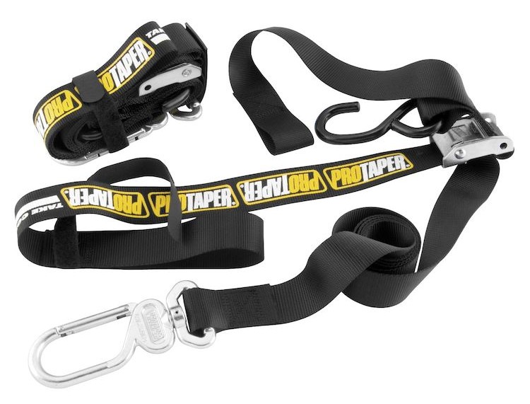 Pro Taper 1.5" tie down straps with carabiner hooks and integrated soft loops