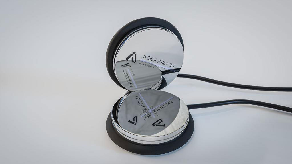 IASUS XSound 2.1R Helmet Speakers with chrome finish and wired 3.5 mm connection