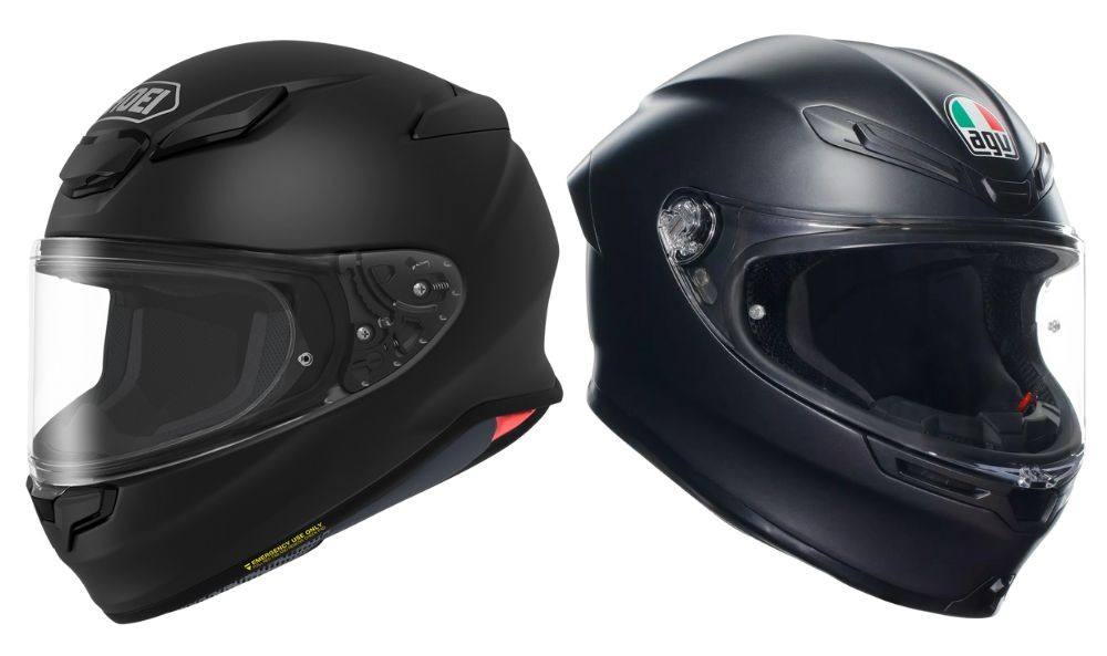 Shoei RF-1400 on the left and AGV K6 S on the right, comparing value and pricing differences