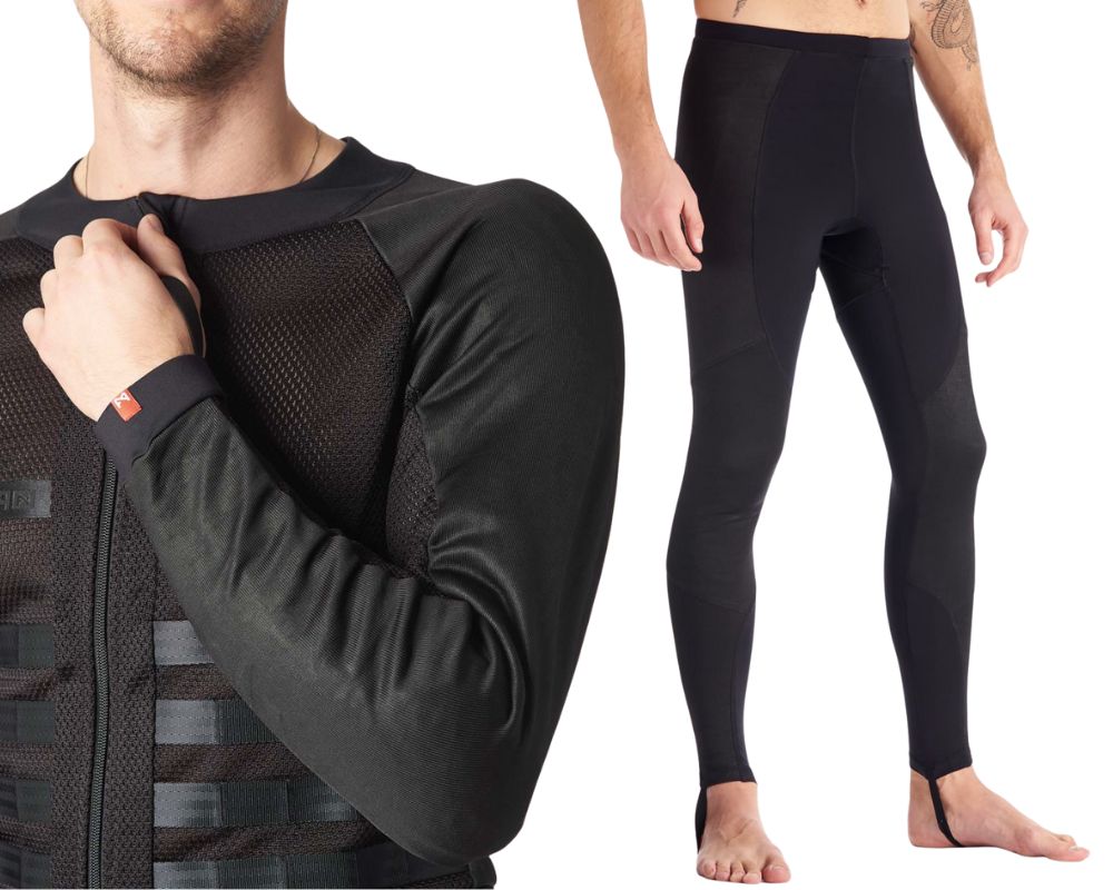 Pando Moto motorcycle underlayer shirt and leggings designed for hot-weather commuting and summer riding comfort.