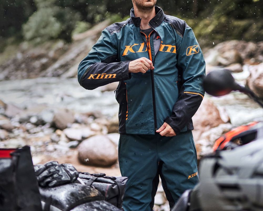 Rider wearing Klim Baja S4 jacket with athletic fit and stretch panels