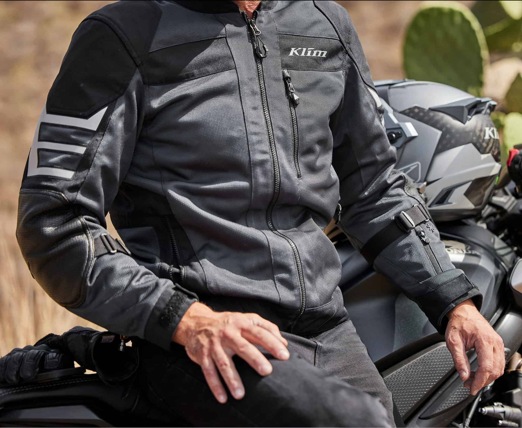 Rider wearing Klim Induction Pro jacket with relaxed fit and adjusters