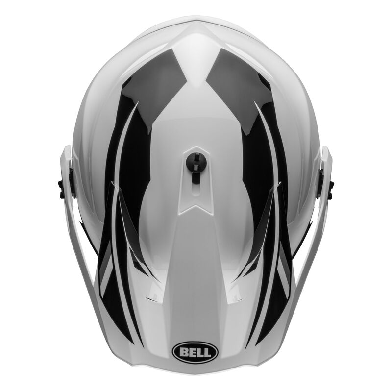Top view of Bell MX-9 MIPS adventure helmet with peak design