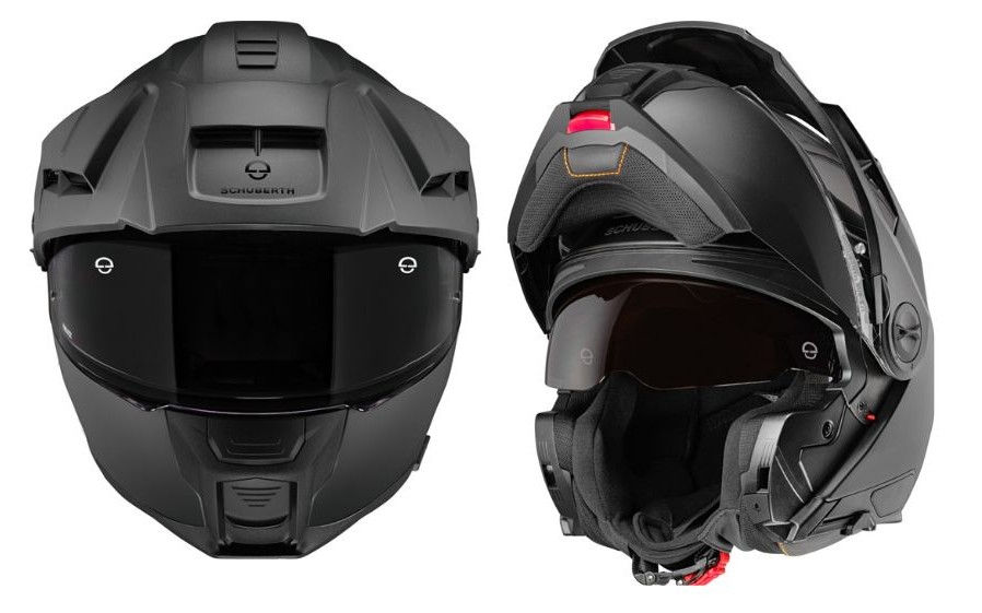 Schuberth E2 ADV modular helmet with plush liner, stable peak, and premium finish