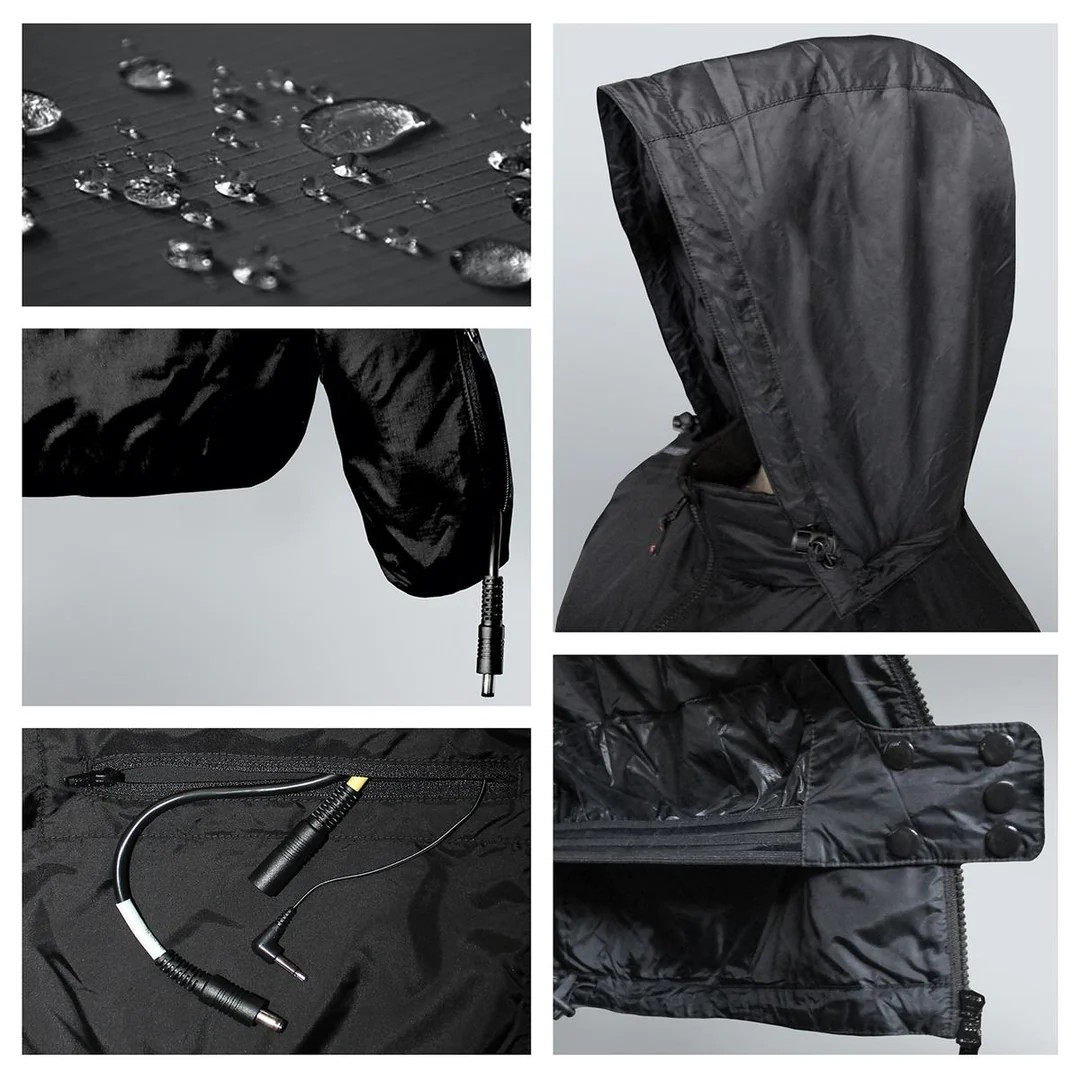 Gerbing 12V Heated Jacket Liner with waterproof shell, hood, and power connectors