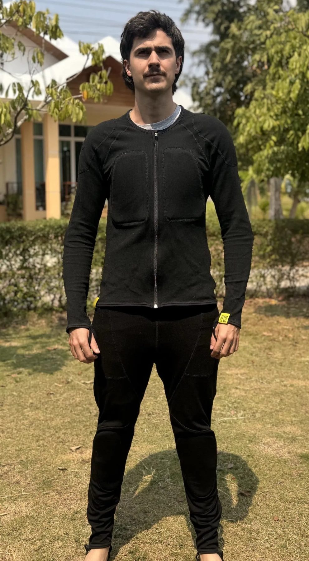 Rider wearing Bowtex Elite underlayers designed for heat, protection, and lightweight comfort