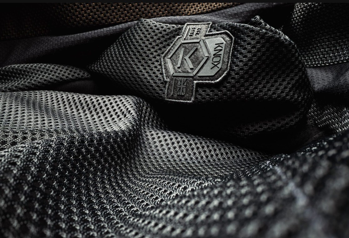 Close-up of Knox mesh fabric with abrasion-resistant lining for airflow and protection