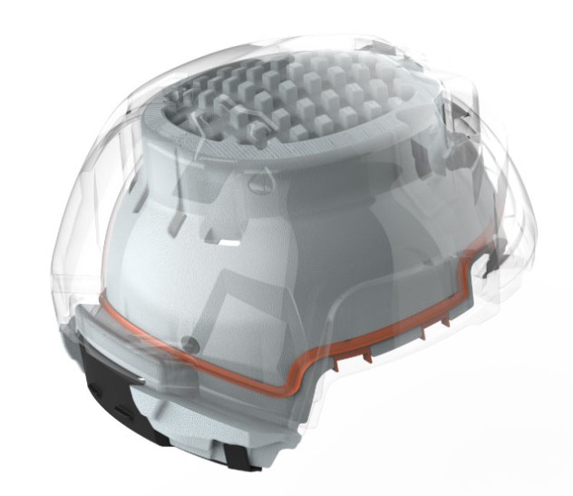 Close-up of Nexx helmet anti-vibration EPS liner with rubber gasket
