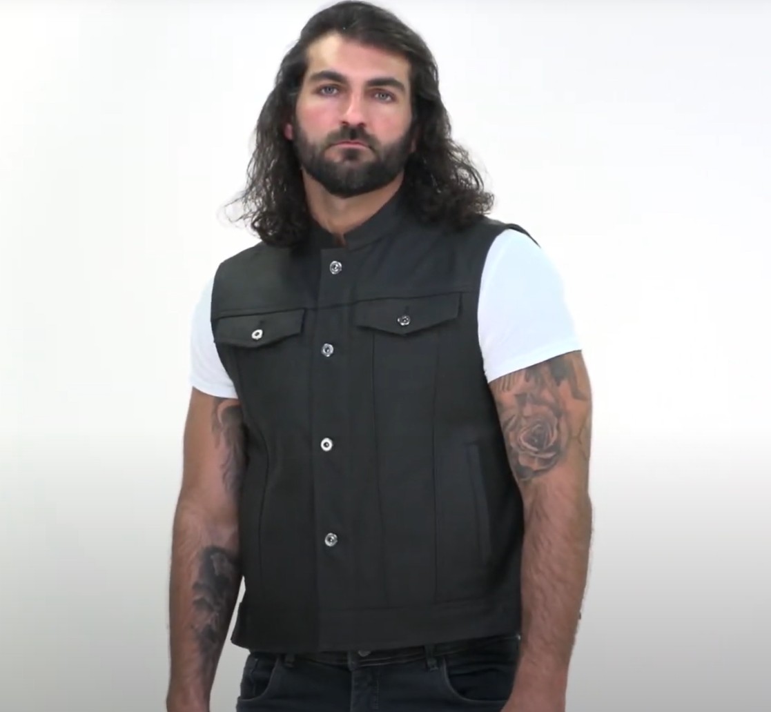 Street & Steel Redwood 2 leather motorcycle vest in black