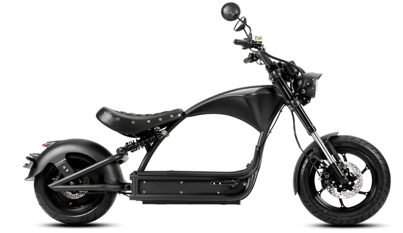 Eahora M1P Pro electric chopper motorcycle with long fork and matte black frame