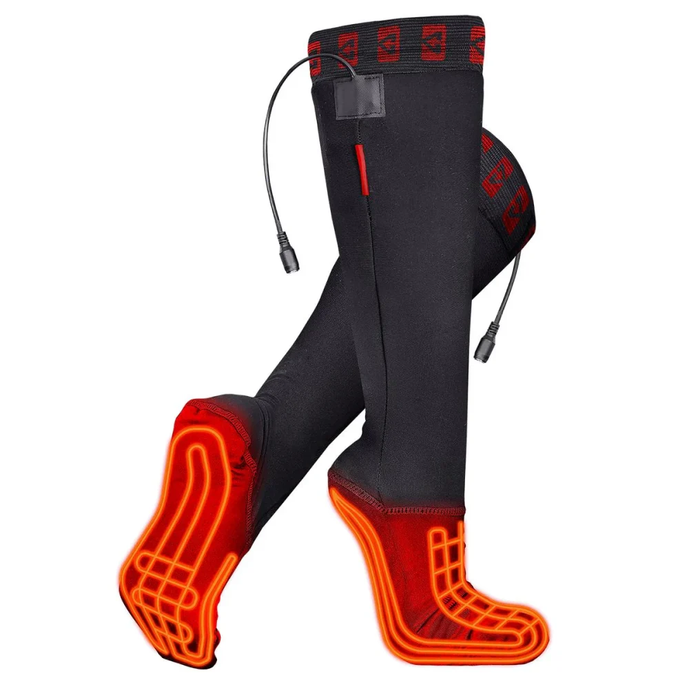Gerbing 12V heated sock liners that warm both top and sole of the foot with moisture-wicking fabric