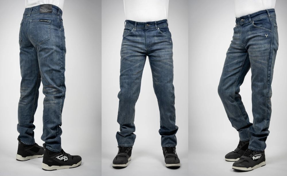 Bull-it Ajax Easy motorcycle riding jeans with relaxed fit shown from front and back