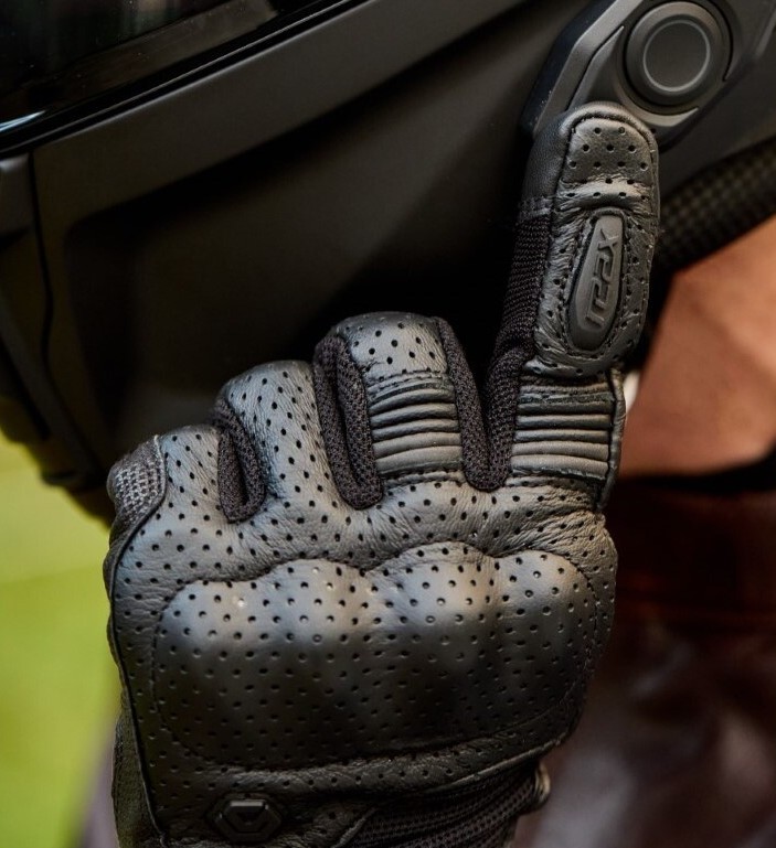 REAX Superfly 2 perforated leather motorcycle glove with hard knuckle protector