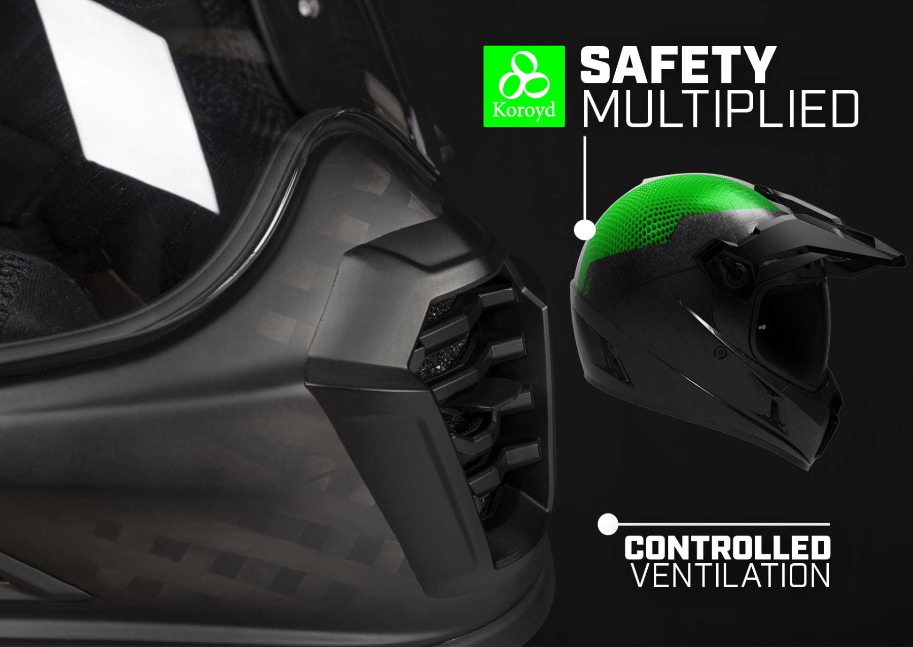 Klim Krios Pro helmet showing Koroyd liner structure and front ventilation system