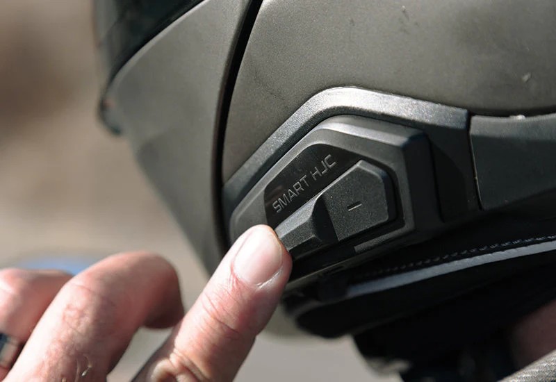 HJC RPHA 91 helmet with Smart HJC communication control mounted on the side