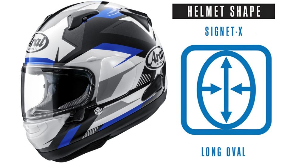 Arai Signet-X helmet with long oval head shape graphic